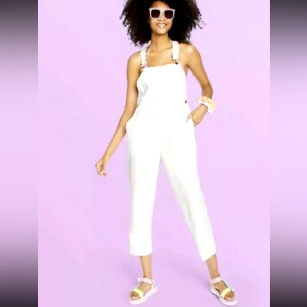 Nwot Stoney clover x target heart white linen like overalls M summer classic